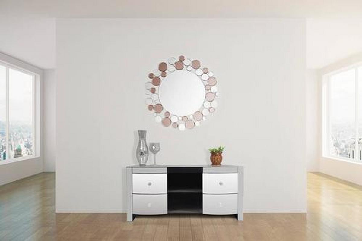 WANDSPIEGEL ZAMHY-ROS - Silberfarben/Rosa, Basics, Glas/Metall (80/80/3cm) - Kayoom