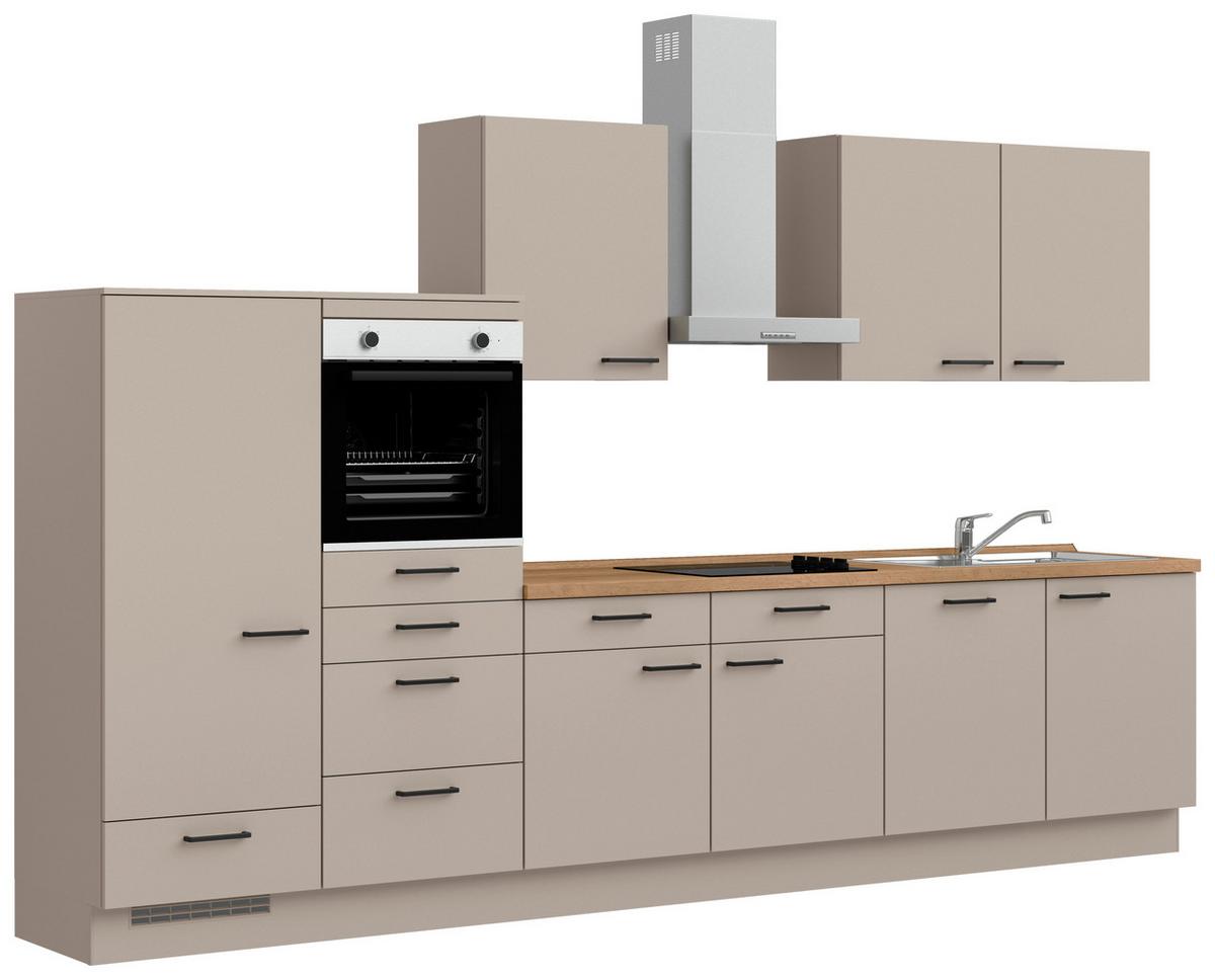 Küchenleerblock Easytouch Low o. Geräte Sandfarben - Sandfarben/Eichefarben, MODERN, Holzwerkstoff/Metall (360cm) - Nobilia