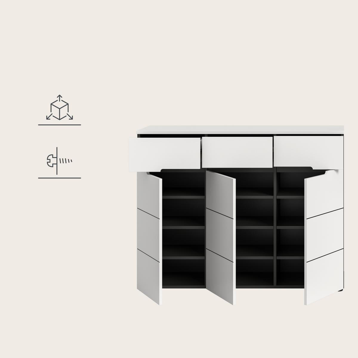 Omara Za Čevlje Canu, Bela, Siva - siva/črna, Design, umetna masa/leseni material (120/94/37cm) - Livetastic