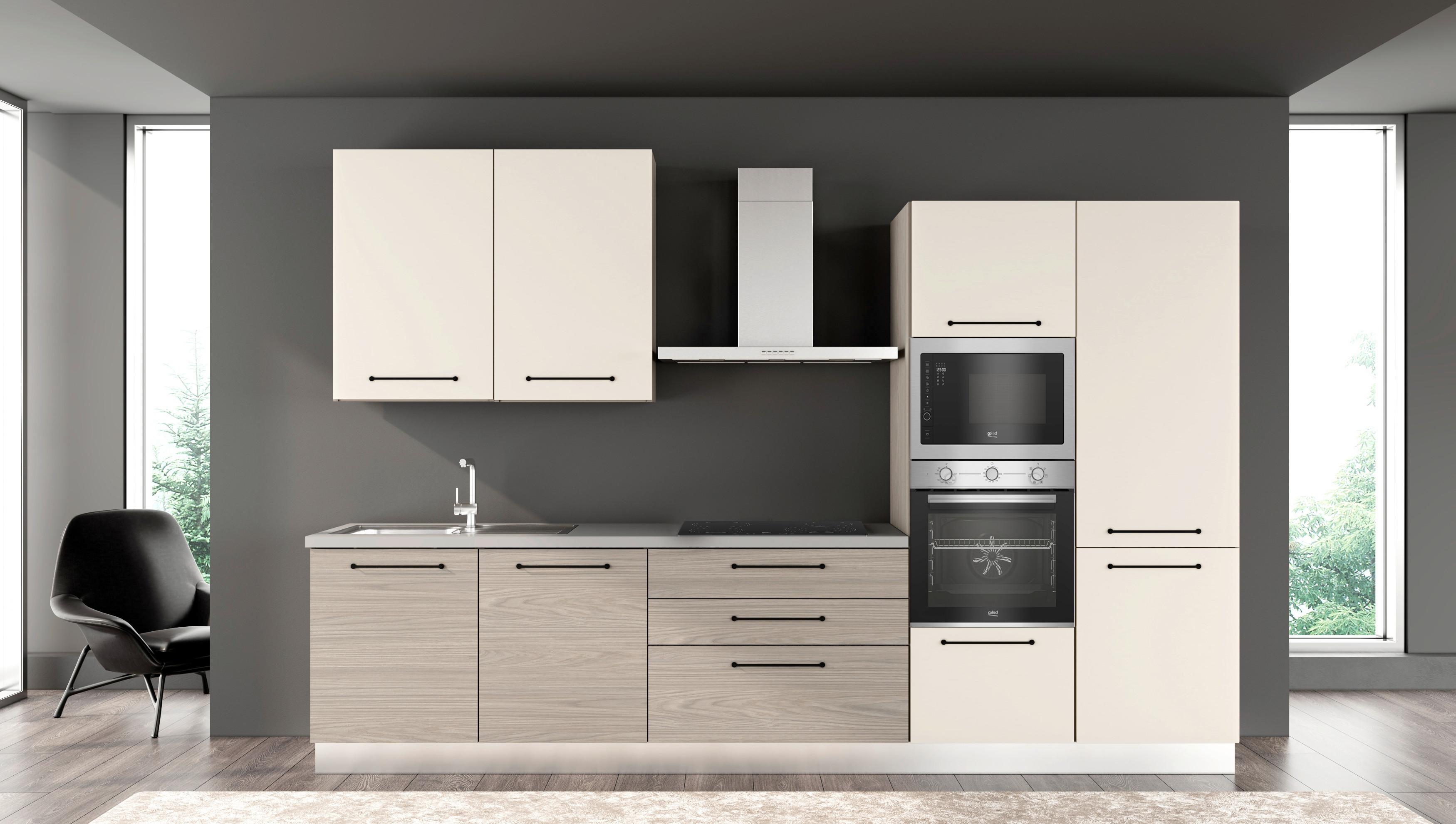 Blok Kuhinja S Aparatima Line 330 - siva/crna, Konvencionalno, metal/drvo (330/216-240/60cm)