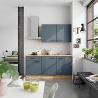 Küchenblock Easytouch Low m. Geräten Dunkelblau - Eichefarben/Schwarz, MODERN, Holzwerkstoff/Metall (180cm) - Nobilia
