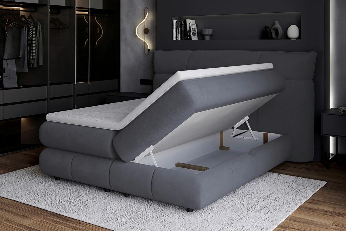 Boxspring Krevet Caramelo - crna/antracit, Trend, tekstil/plastika (140/200cm) - Premium Living
