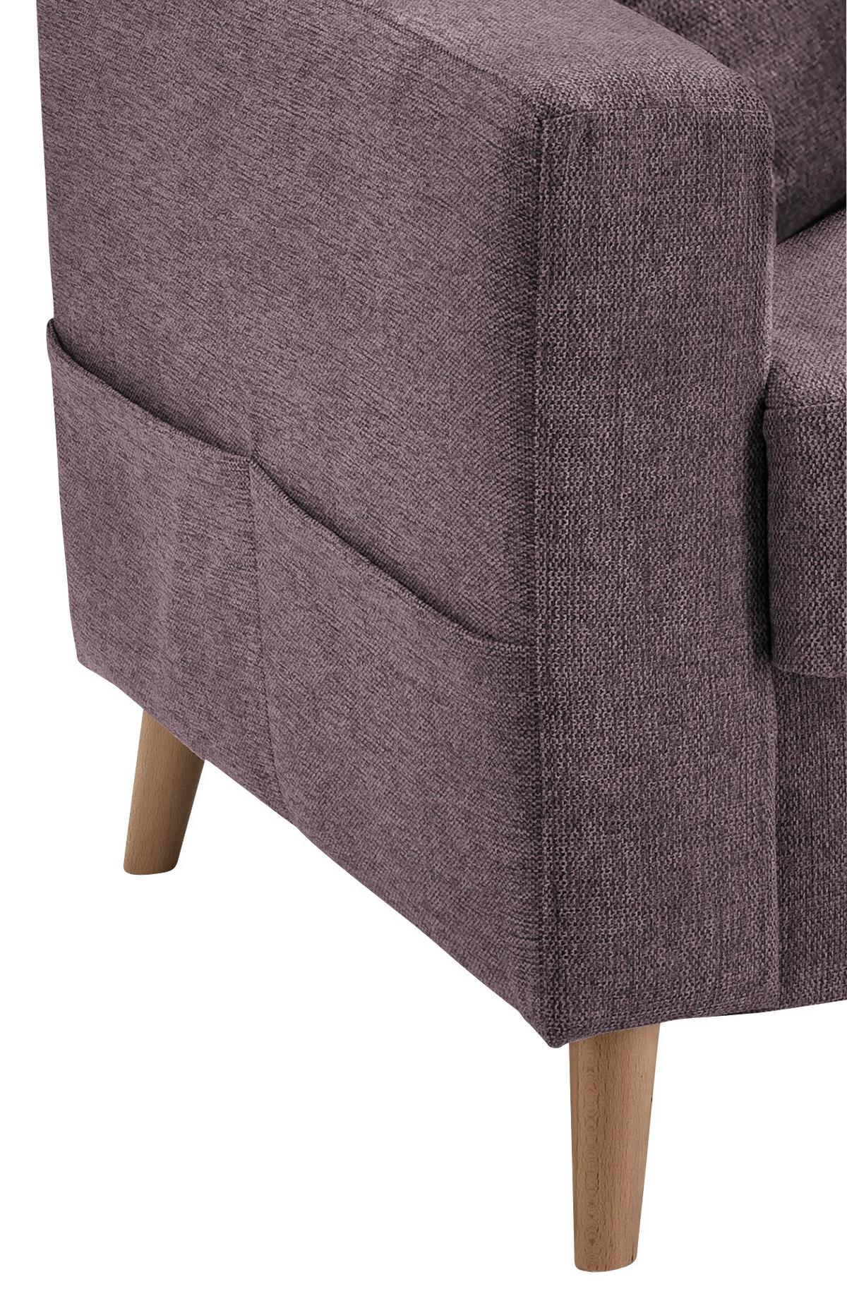 Wohnlandschaft Valentina Bordeaux Struktur - Bordeaux/Naturfarben, KONVENTIONELL, Holz/Textil (230/200cm) - P & B