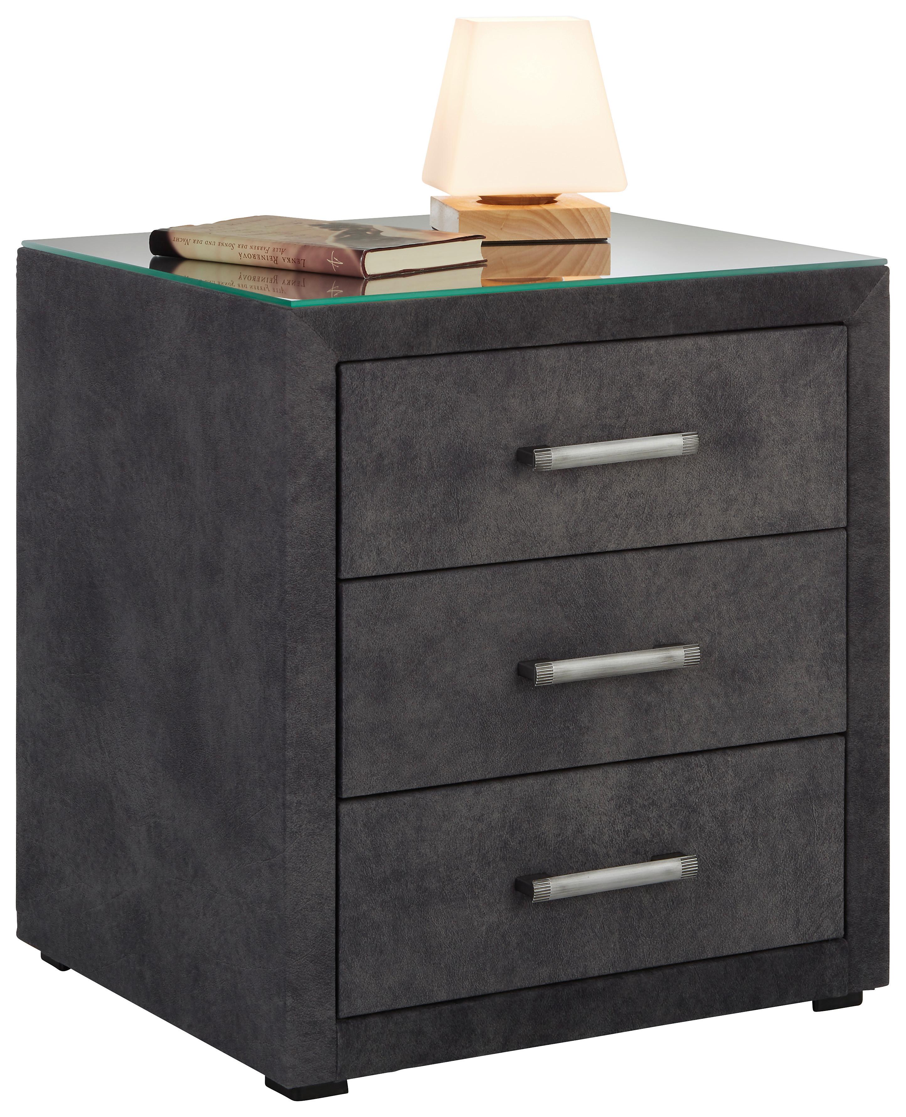 Nachtkästchen in Anthrazit - Anthrazit, Konventionell, Holzwerkstoff/Kunststoff (50/54/45cm) - Premium Living