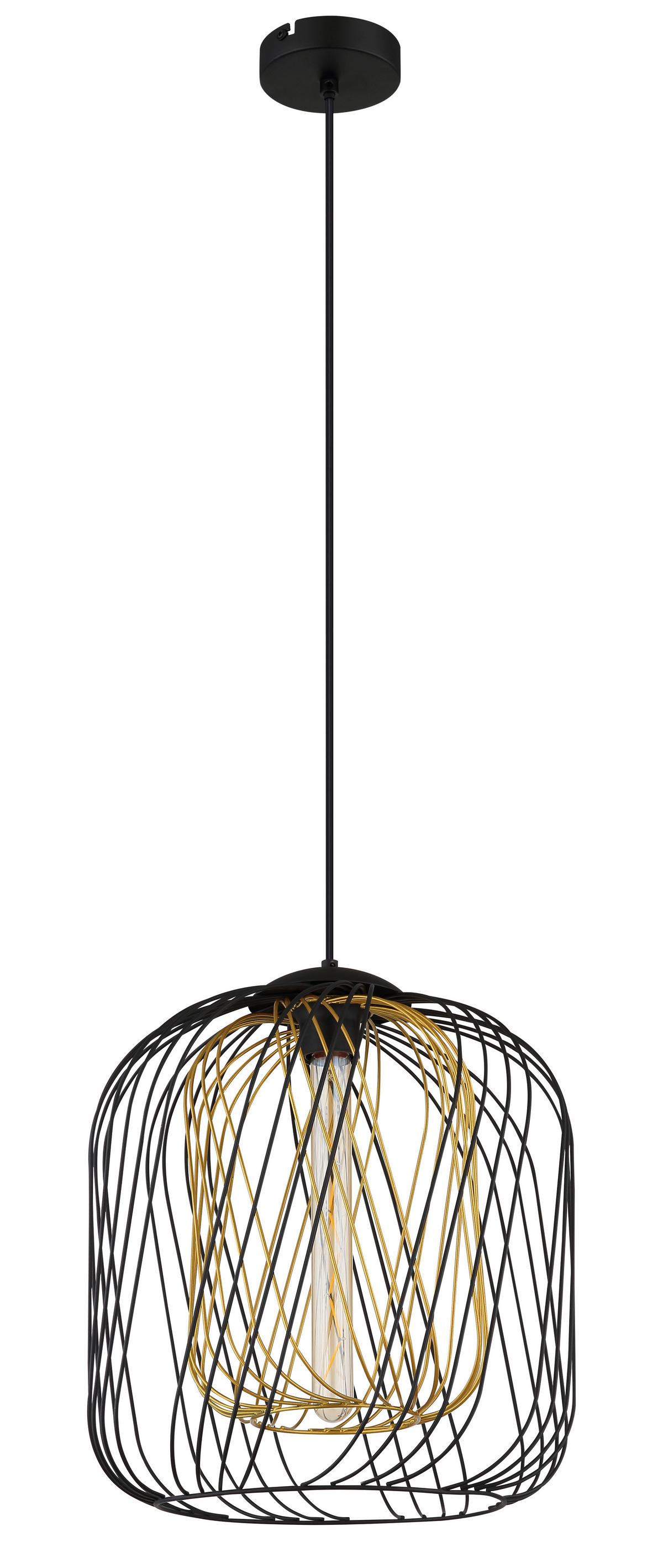 HÄNGELEUCHTE 15965H1S DICHTI - Goldfarben/Schwarz, Basics, Kunststoff/Metall (35/150cm) - Globo