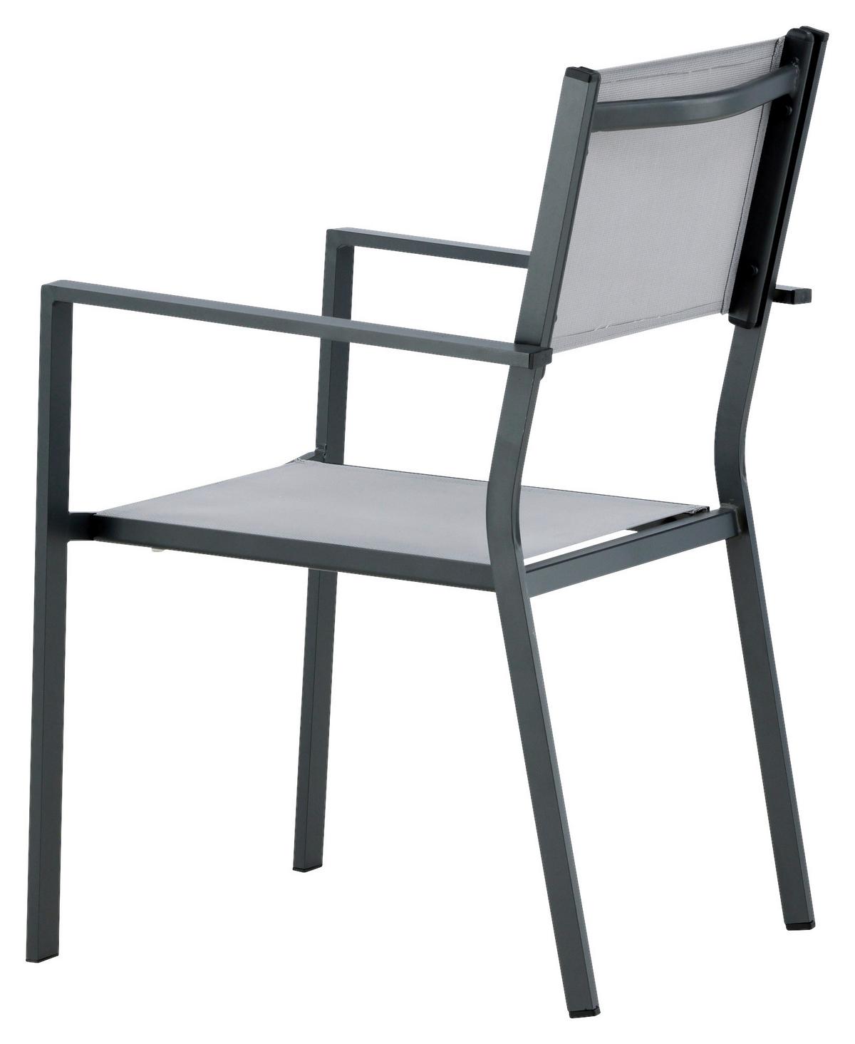 Stapelsessel-2er Set Copacabana Grau/Schwarz - Schwarz/Grau, KONVENTIONELL, Textil/Metall (56,5/88/61cm) - Gardenson