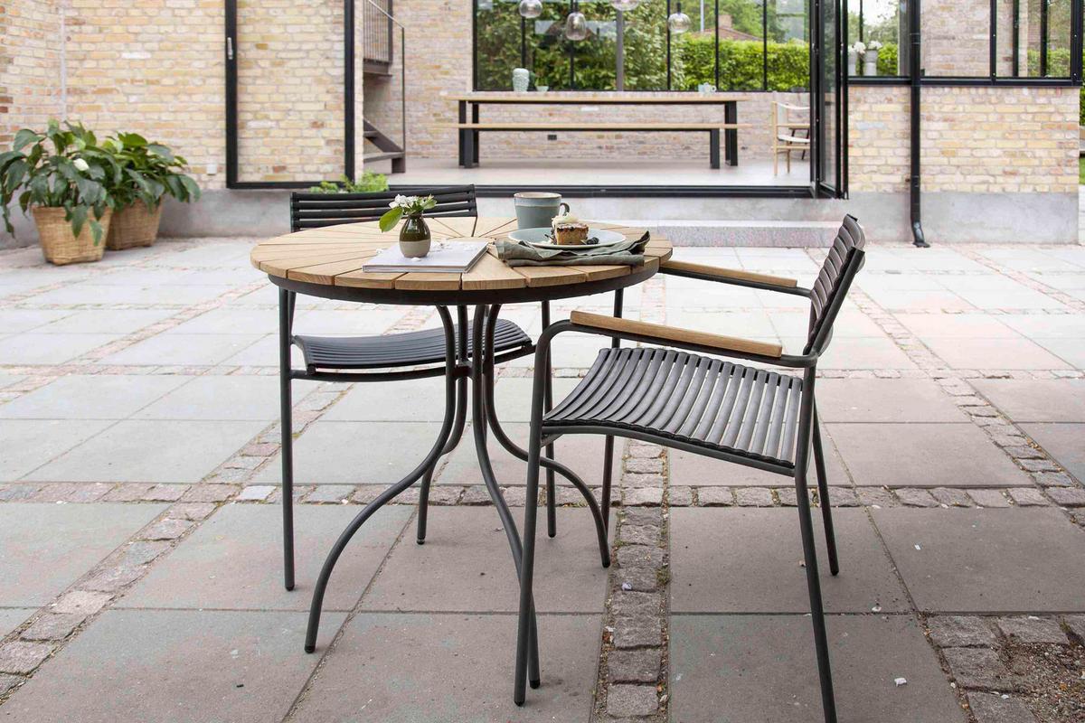 Gartentisch Ellen - Anthrazit/Teakfarben, Konventionell, Holz/Metall (80/80/74cm) - Gardenson