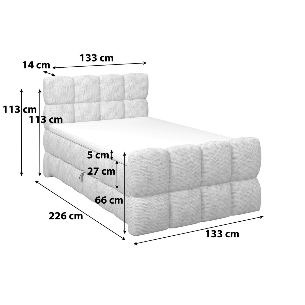 Boxspring Krevet Brisbane - crna/krem, Trend, drvni materijal/drvo (120/200cm) - Premium Living