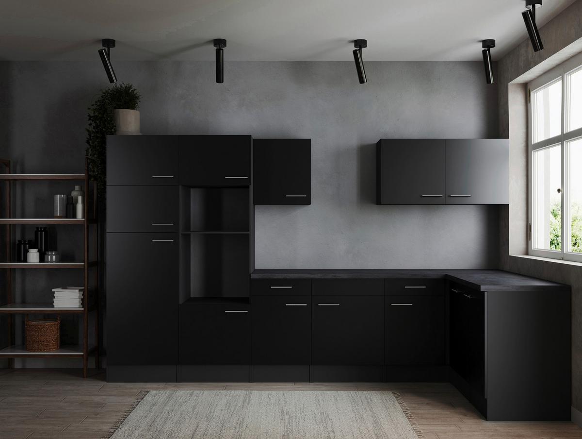 Kotna Kuhinja Brez Aparatov Oliver, 340x172cm - srebrne barve/črna, Design, kovina/leseni material (340/172cm) - Respekta