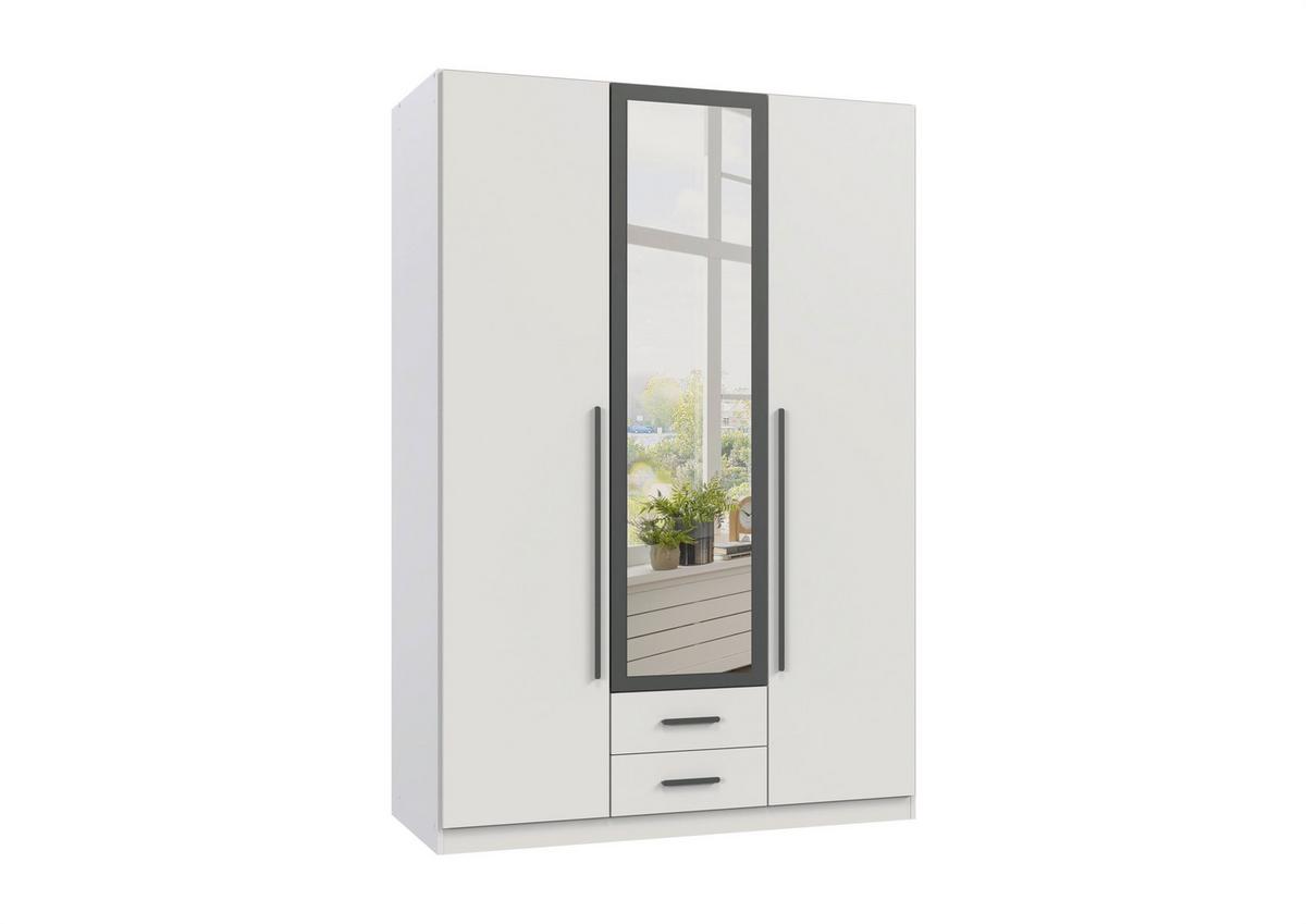 Drehtürenschrank Marburg Graphitfarben/Weiß - Graphitfarben/Weiß, KONVENTIONELL, Glas/Holzwerkstoff (135/199/58cm) - Mömax