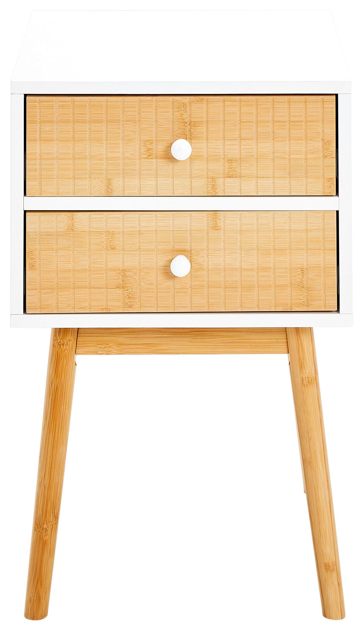 SZAFKA NOCNA BONNIE - kolor naturalny/biały, Design, materiał drewnopochodny/materiały naturalne (40/61,5/40cm) - Xora