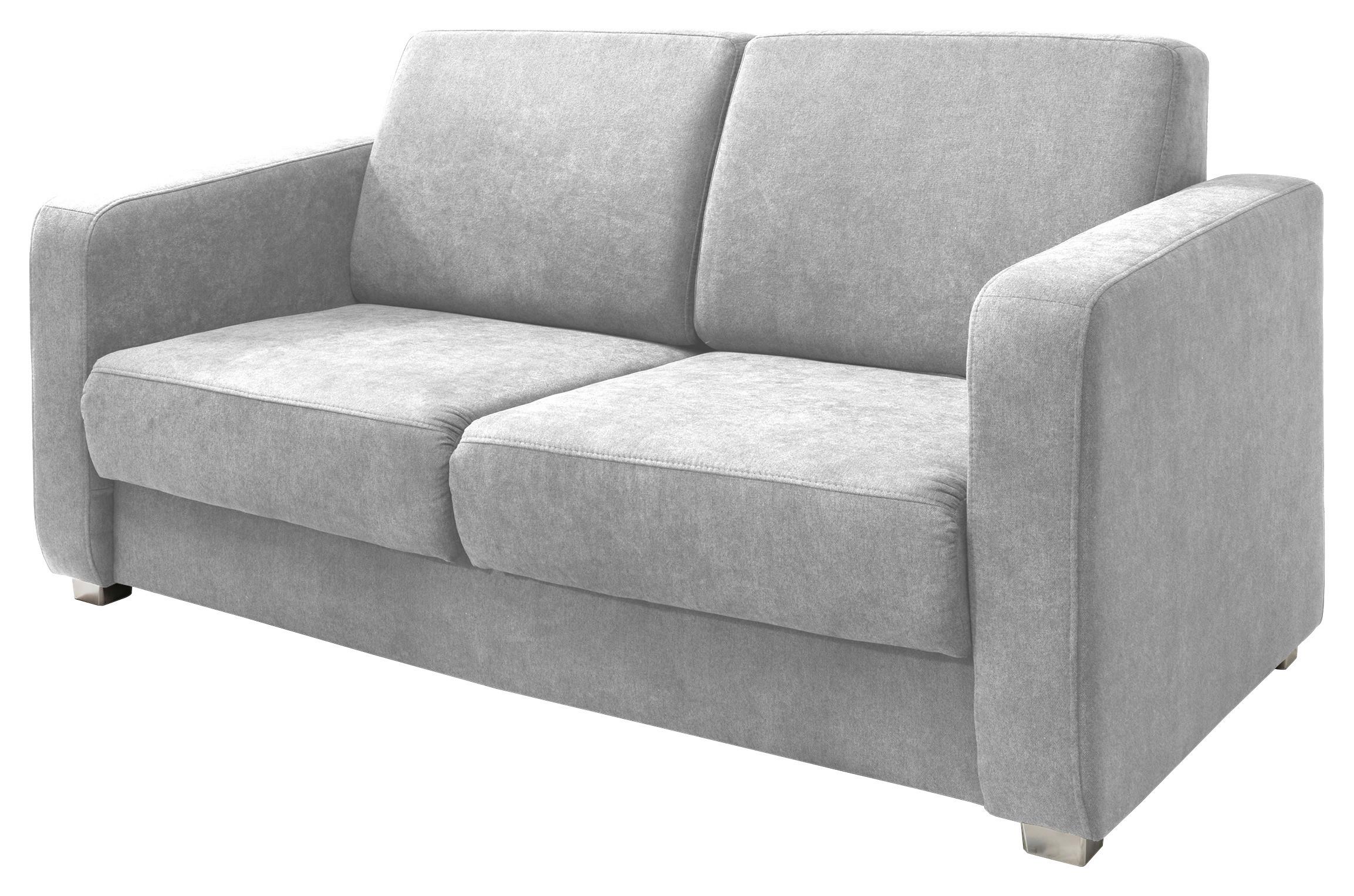 Schlafsofa Mia Silberfarben Mikrofaser - Chromfarben/Silberfarben, Design, Kunststoff/Textil (159/88/87cm) - Livetastic