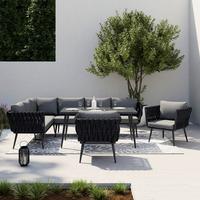 Dining-Loungeset Mila Dunkelgr Outdoorstoff/Metall - Dunkelgrau, MODERN, Kunststoff/Textil - Bessagi Garden