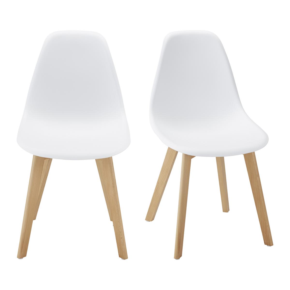 Stuhl Frieda Weiß Kunststoff Echtholz Beine - Buchefarben/Weiß, MODERN, Holz/Kunststoff (54/87,5/46cm) - Bessagi Home