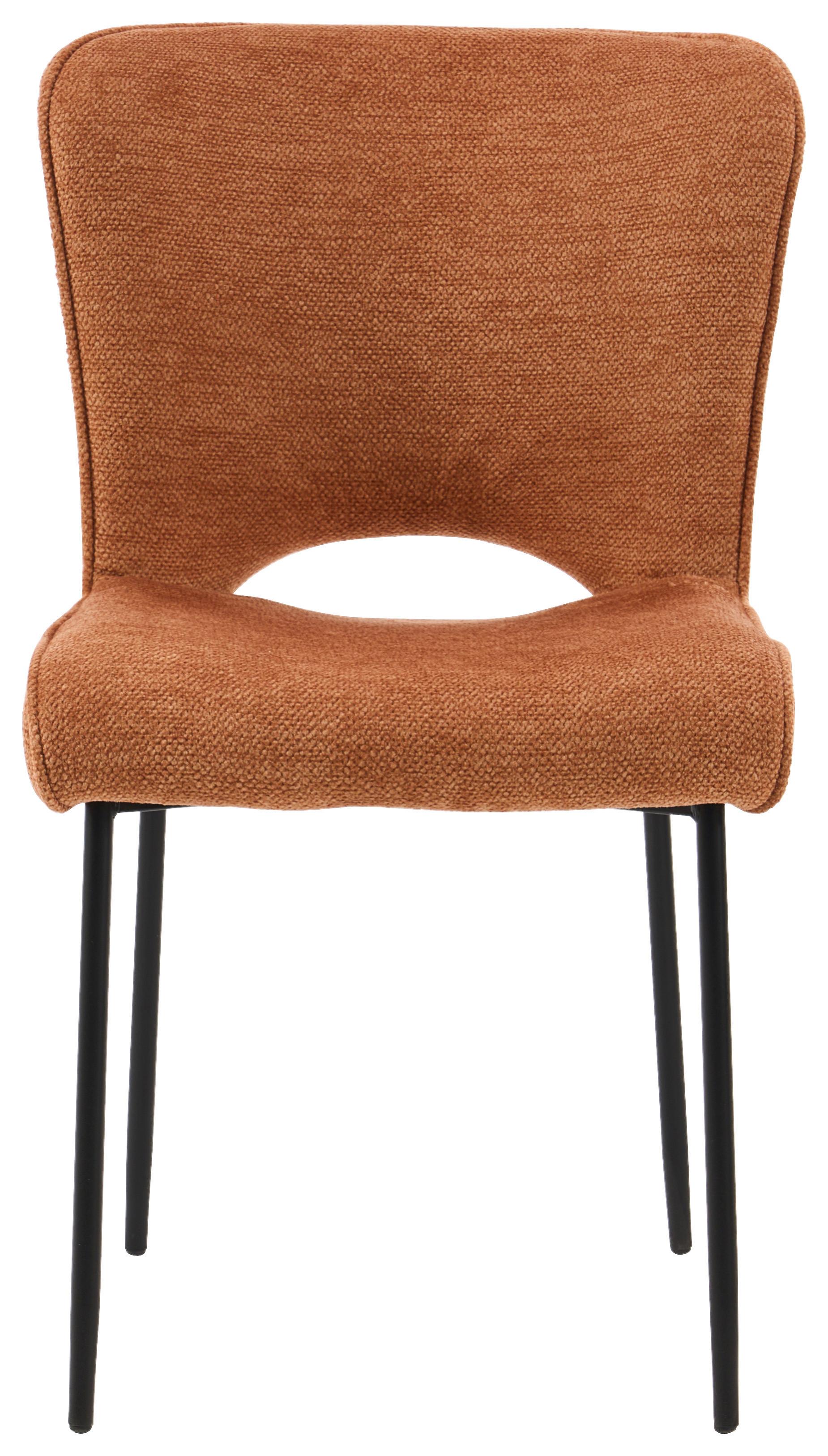 Stuhl Johanna Dunkelorange - Dunkelorange/Schwarz, MODERN, Textil/Metall (49/84/59,5cm) - Mömax