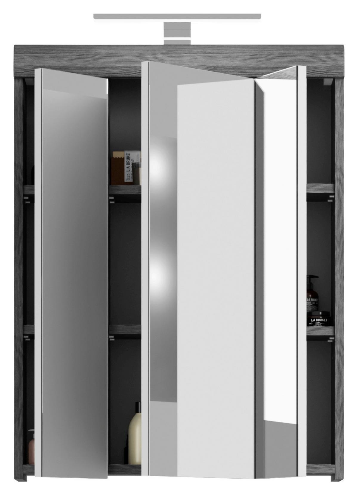 Badezimmer Scout 2-tlg. ca. 60 cm Anthrazit/Weiß - Weiß Hochglanz, MODERN, Holzwerkstoff/Kunststoff (60cm) - MID.YOU