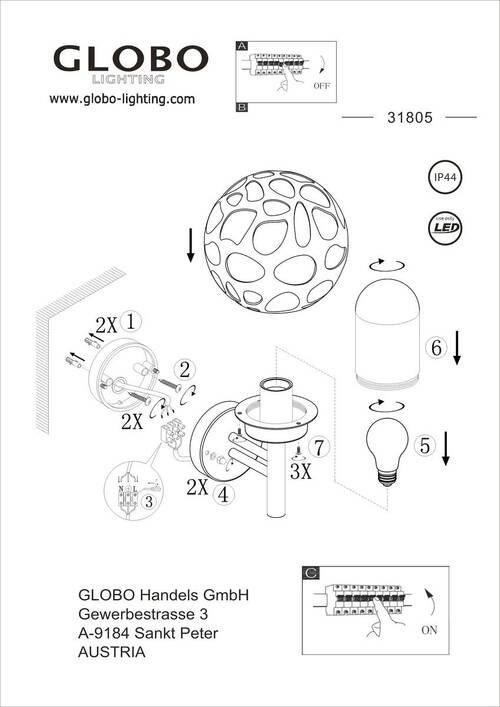 Zunanja Stenska Svetilka Hilario, 15w - antracit/prozorno, Design, kovina/umetna masa (20/22,5/32,7cm) - Globo