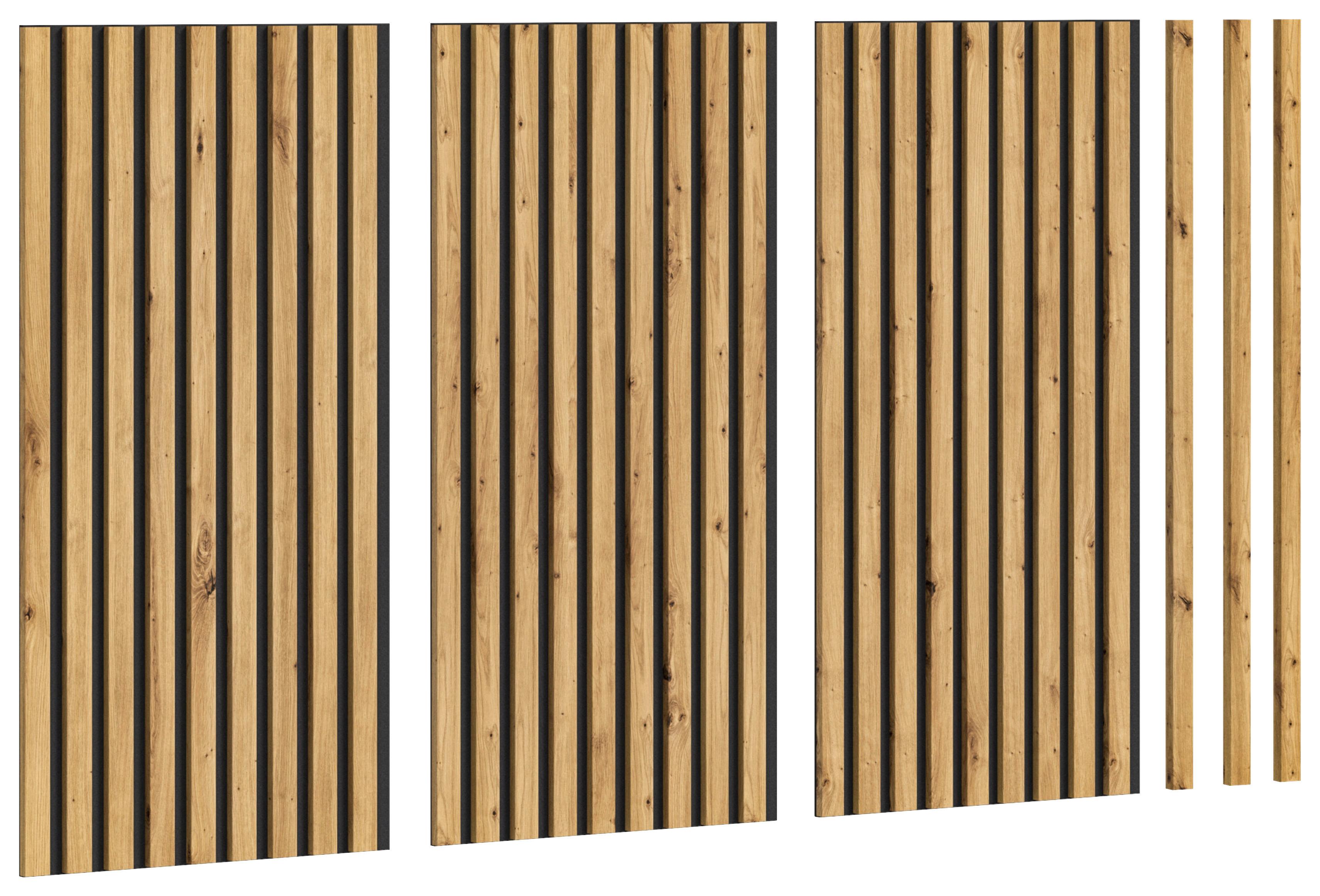 Akustični Panel Silence, 40x80, Barva Hrasta, 3 Kos - hrast artisan, Basics, tekstil/leseni material (40/80/2cm) - MID.YOU