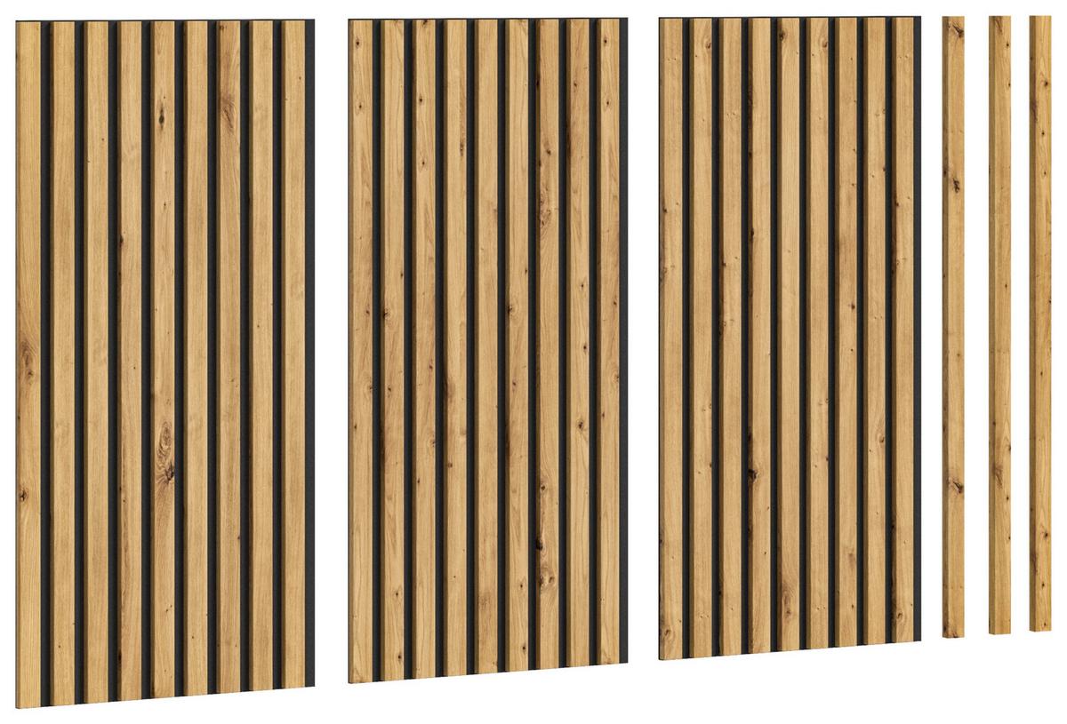 Akustični Panel Silence, 40x80, Barva Hrasta, 3 Kos - hrast artisan, Basics, tekstil/leseni material (40/80/2cm) - MID.YOU
