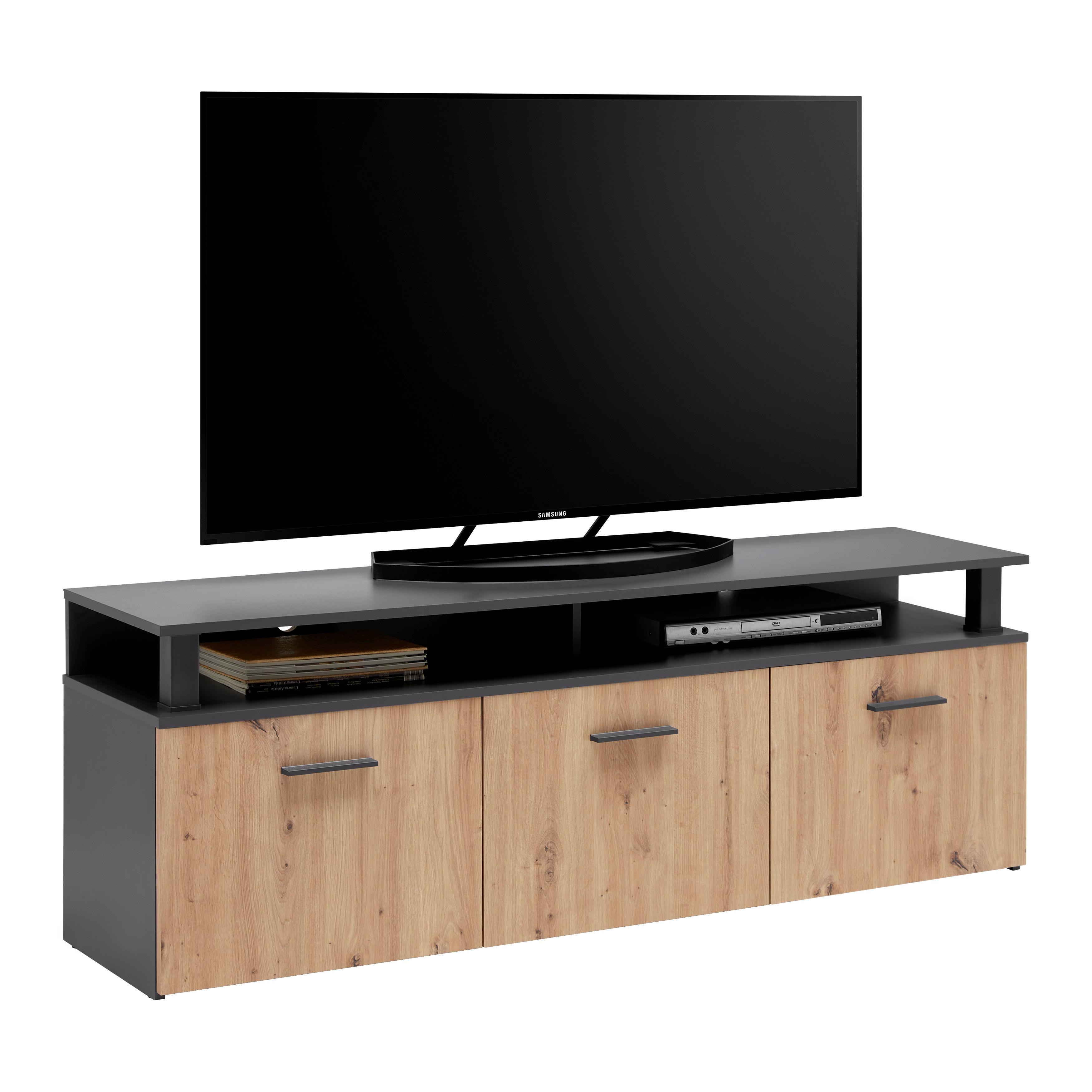 Lowboard Montana Anthrazit/Eiche Artisan - Anthrazit/Schwarz, MODERN, Holzwerkstoff/Kunststoff (160/56/38cm) - Mömax