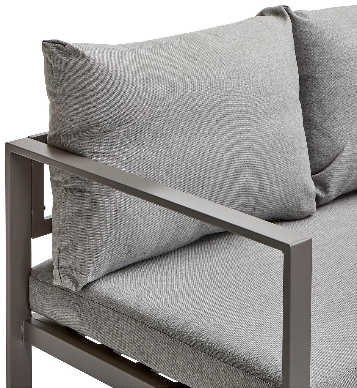 KOMPLET STOŁOWY NA TARAS MASSA - antracytowy/szary, Modern, metal/tkanina (193/244cm) - Ambia Garden