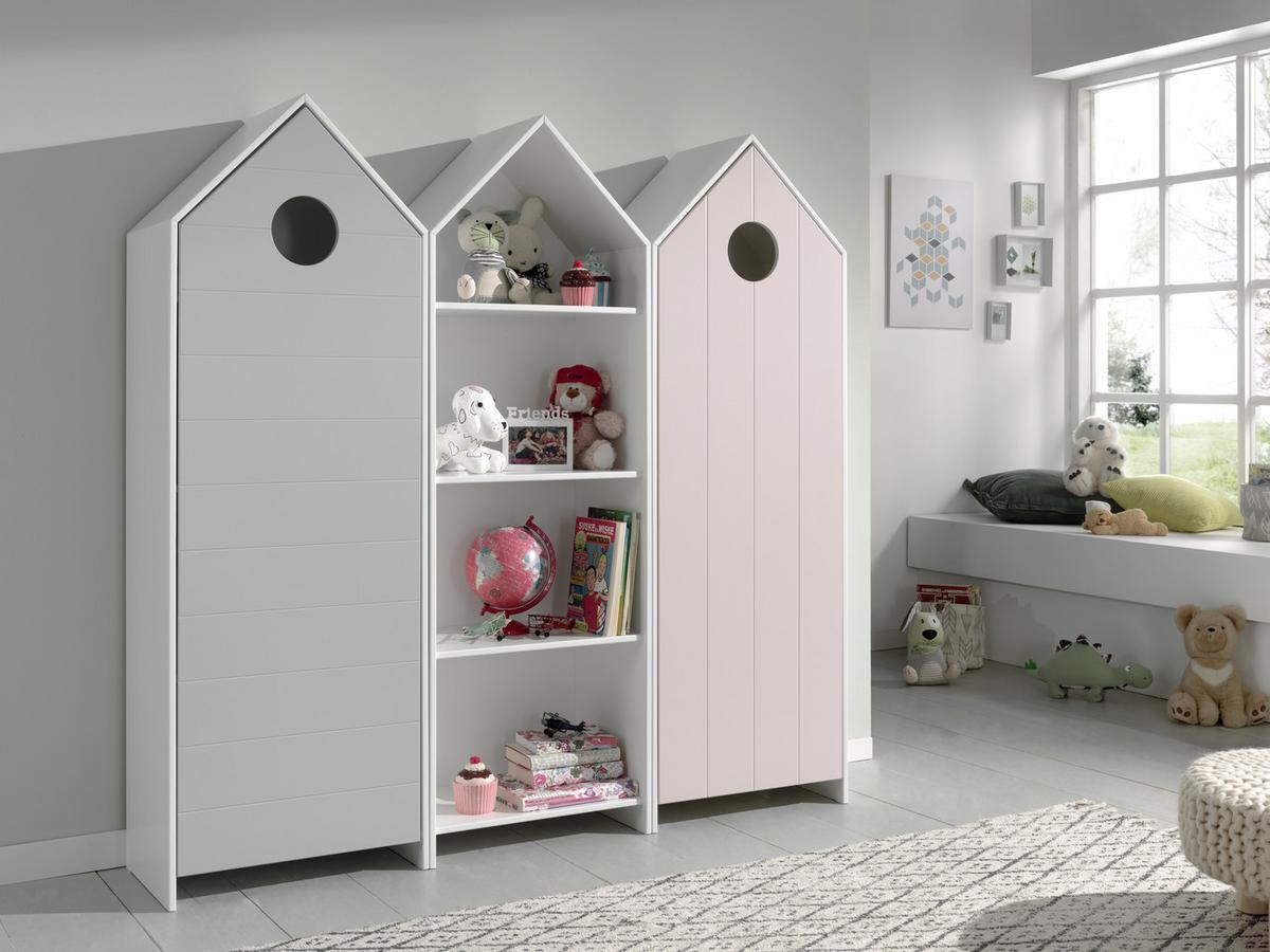 Kinderkleiderschrank Casami Weiß/Rosa - Rosa/Weiß, MODERN, Holzwerkstoff (57,6/171,3/37cm) - Vipack