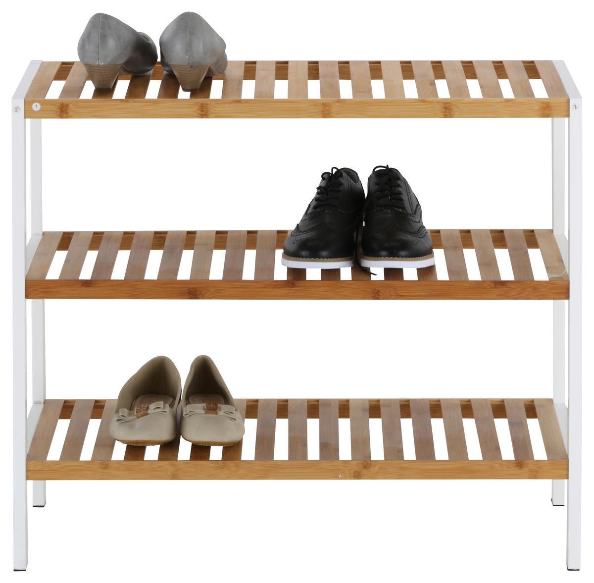 Schuhregal In Weiss/naturfarben - Weiss/Naturfarben, Modern, Holz/Holzwerkstoff (70/59/30cm) - Mömax