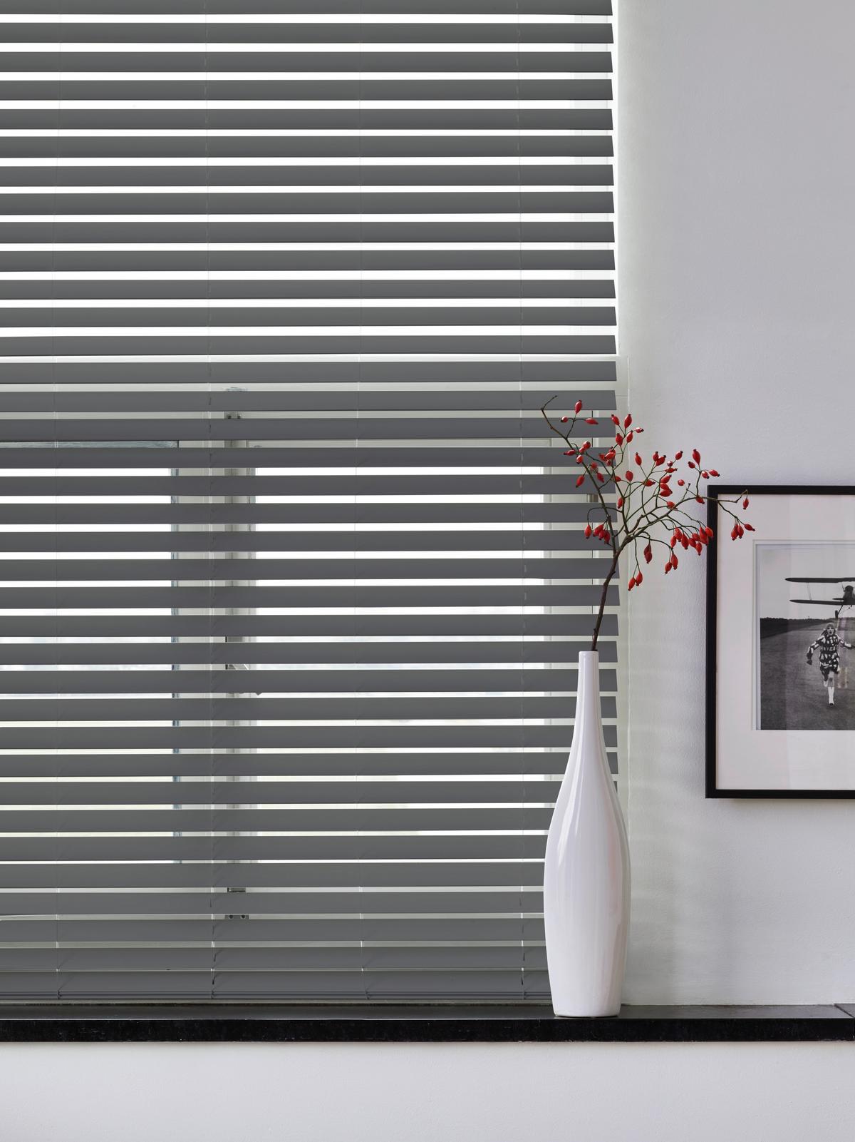 Jalousie PVC-JAL Holz 50mm Anthrazit ca. 150x175cm - Anthrazit, Design, Kunststoff (150/175cm)