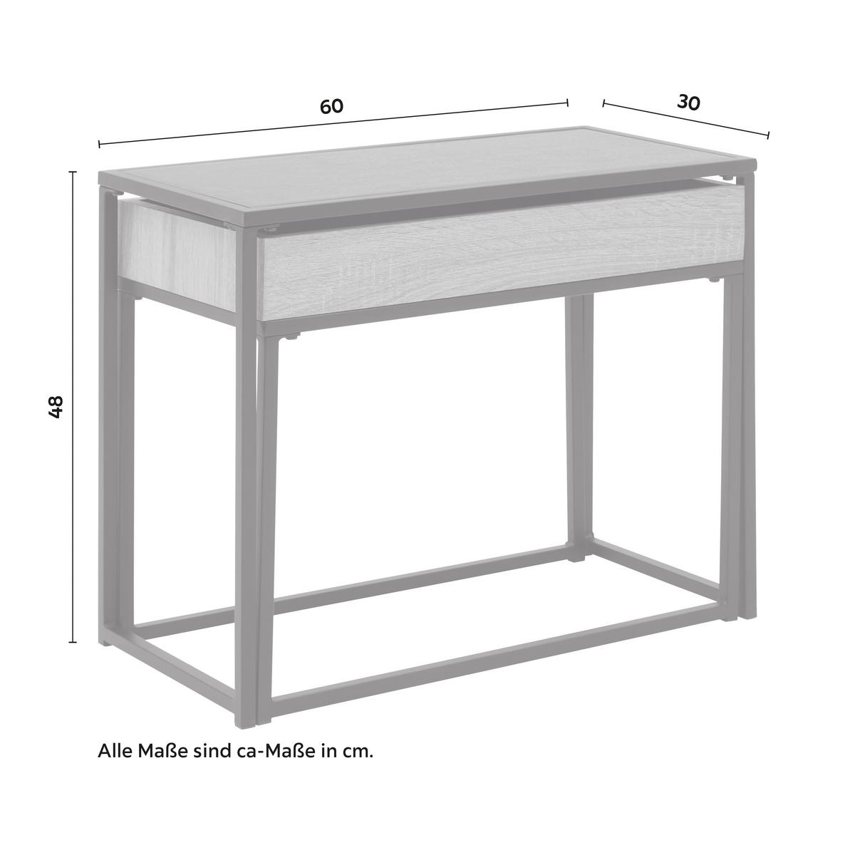 Couchtisch Ani Schwarz/ Eichefarben MDF mit Stauraum - Eichefarben/Schwarz, MODERN, Holzwerkstoff/Metall (60/30/48cm) - Bessagi Home