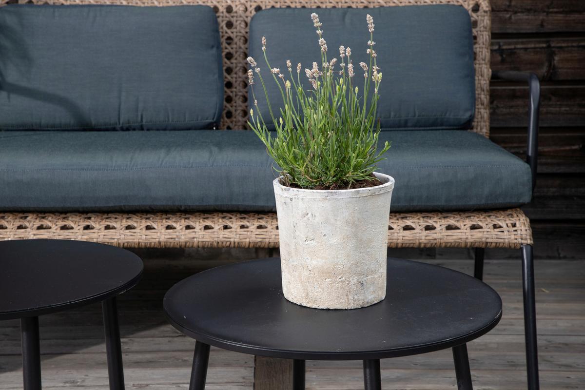 Loungegarnitur Paola 5-tlg. Rattan geflecht - Dunkelgrau/Schwarz, KONVENTIONELL, Naturmaterialien/Holz - Gardenson