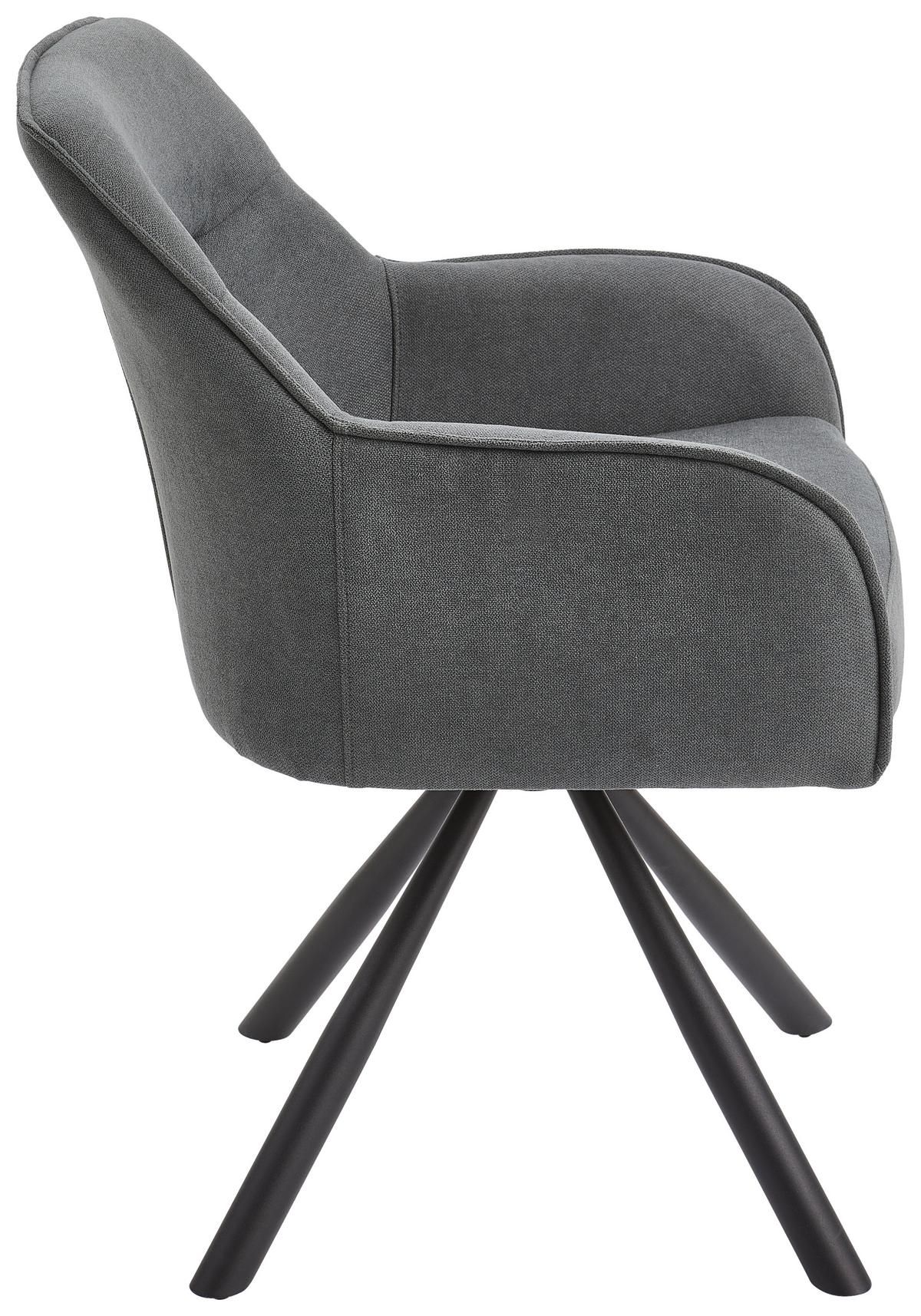 KRZESŁO Z PODŁOKIETNIKAMI ANNA - czarny/szary, Modern, metal/tkanina (62/84/62cm) - Livetastic