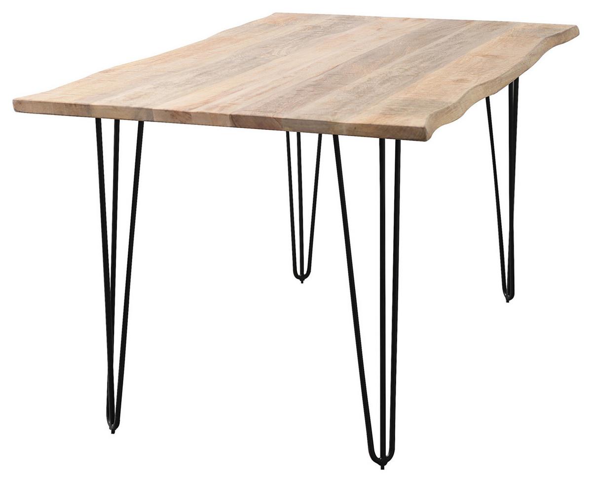 Esstisch Magnus Naturfarben/Schwarz - Schwarz/Naturfarben, Natur, Holz/Metall (140/85/77cm) - Zandiara