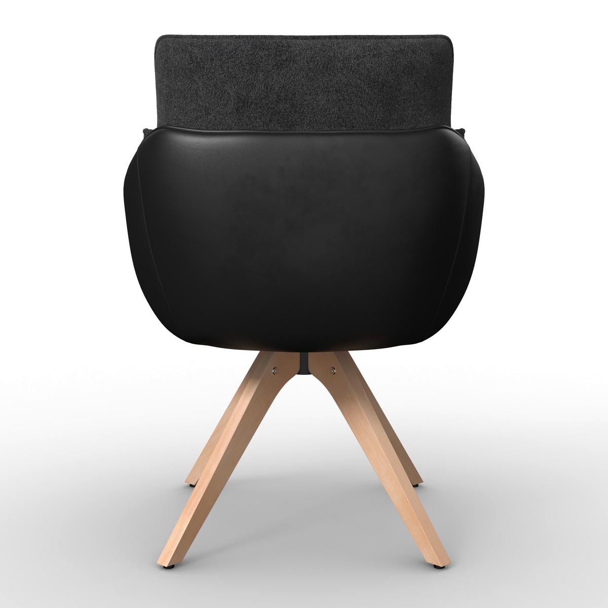 Armlehnstuhl Alja Dunkelgrau Bouclé/Mikrofaser Drehbar - Dunkelgrau/Buchefarben, MODERN, Holz/Textil (66/89/62cm) - Bessagi Home