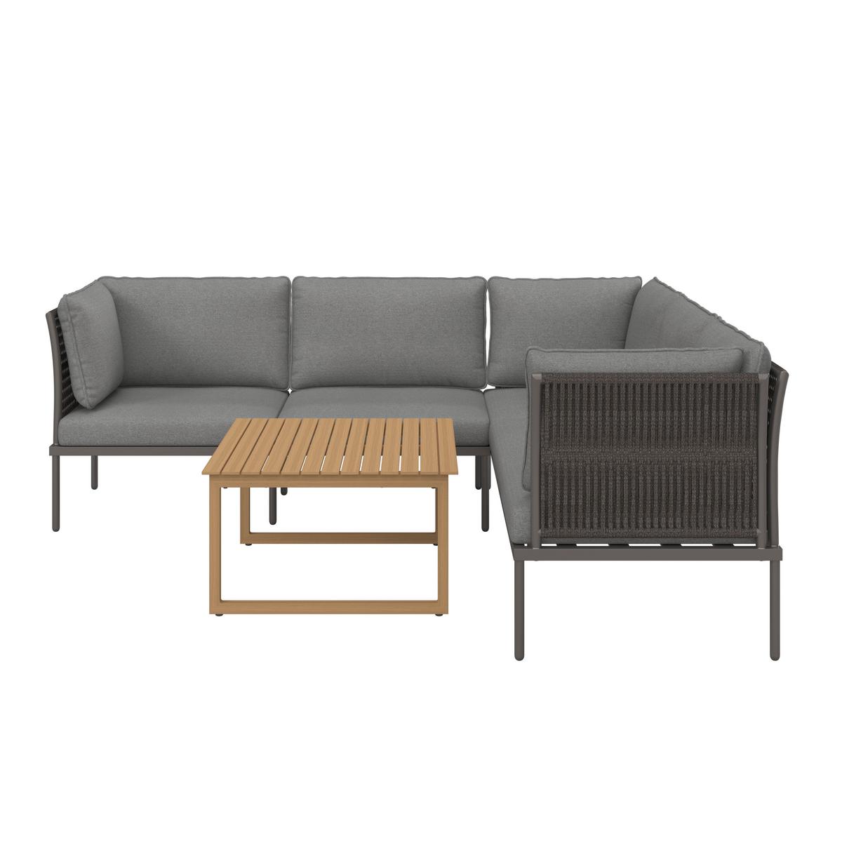Gartenlounge Elora Hellgrau Textil/Metall - Anthrazit/Hellgrau, Modern, Textil/Metall (223/75/74cm) - Bessagi Garden