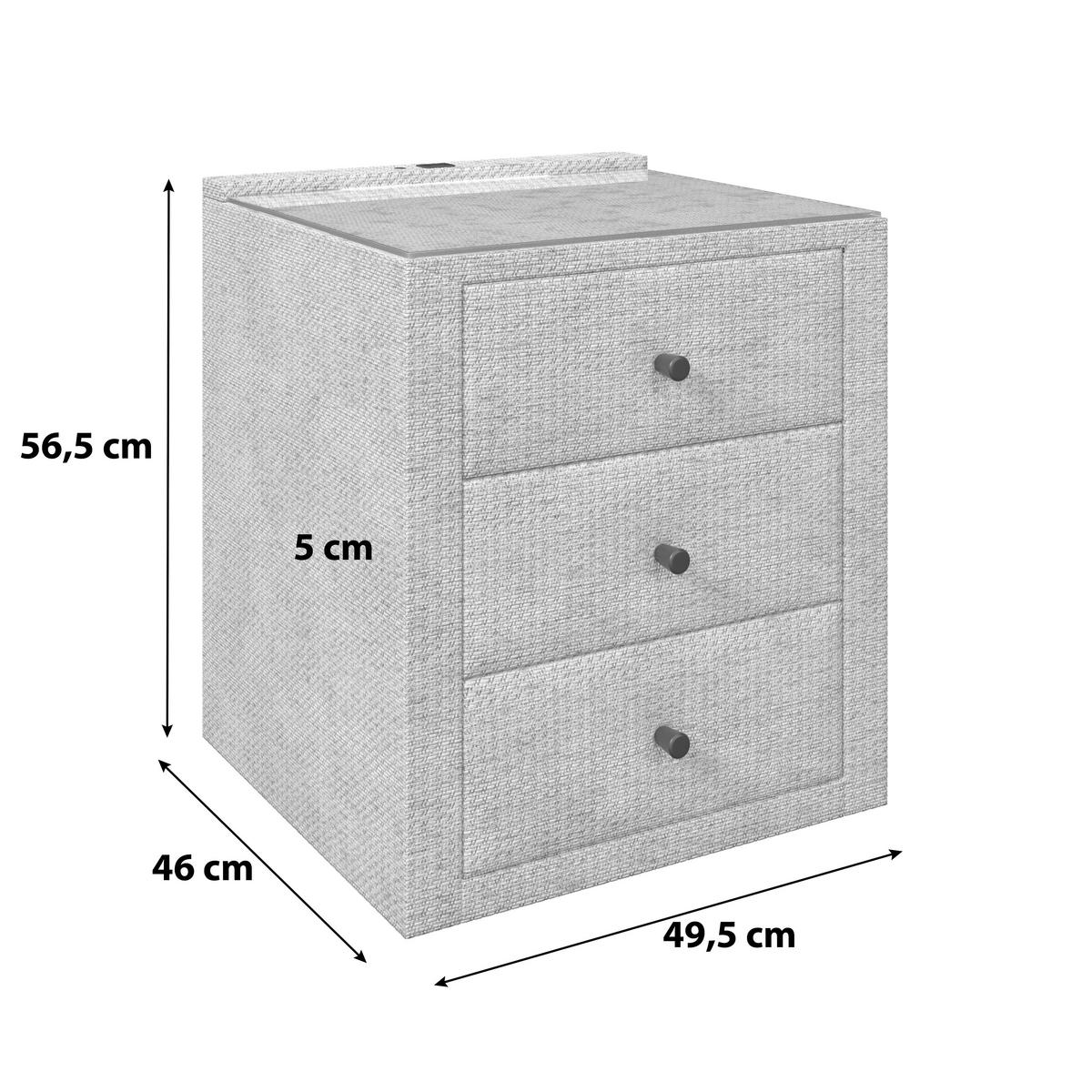Noćni Ormarić Brisbane I - krem, Trend, staklo/drvni materijal (49,5/56,5/46cm) - Premium Living