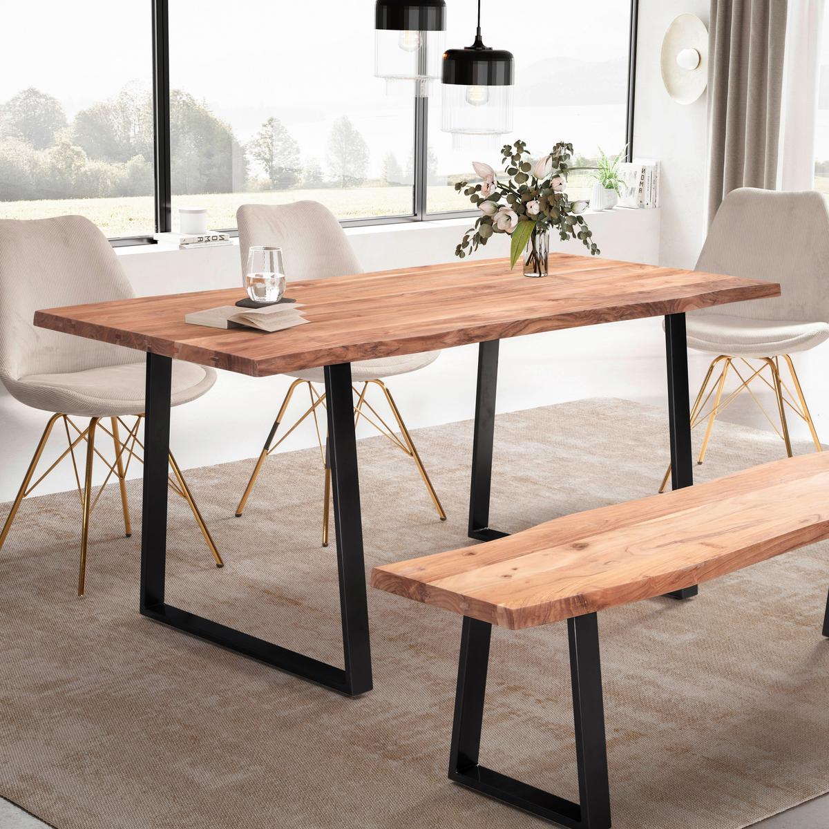 Jedilna Miza Wl7.241 - črna/barve akacije, Moderno, kovina/les (120/60/76cm) - MID.YOU