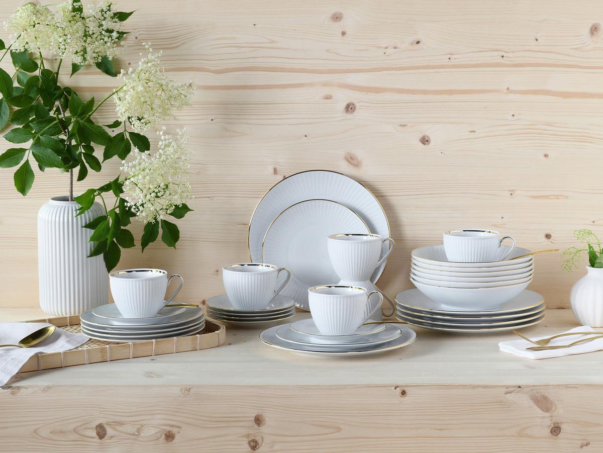 Kombinirani Servis Valencia, 30-Delni - zlate barve/bela, Design, keramika - Creatable