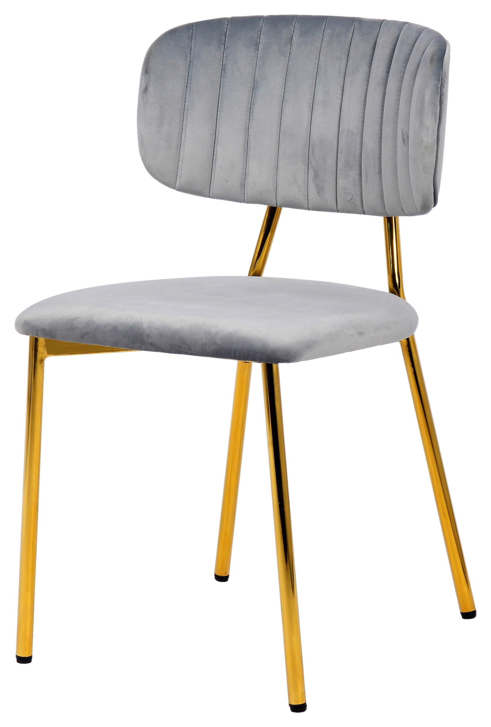 STUHL-SET GISELLE 125 - Goldfarben/Grau, Design, Kunststoff/Metall (47/80/51cm) - Kayoom