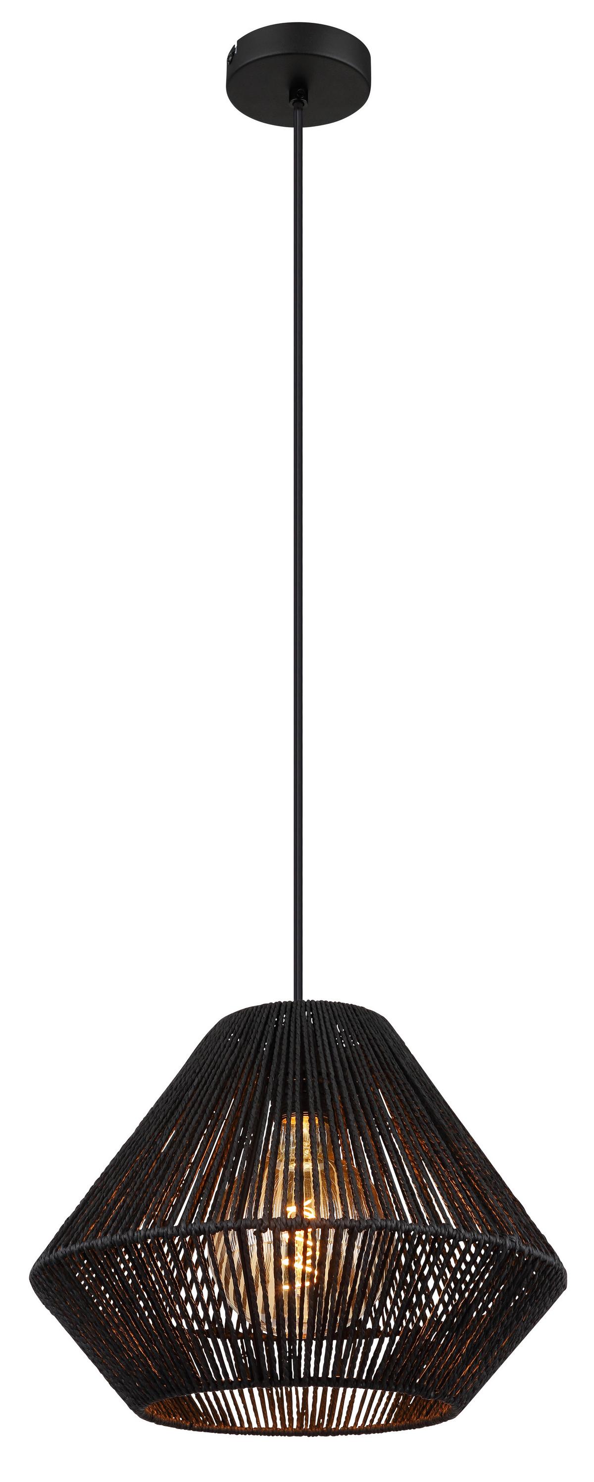 Viseča Svetilka 15694hb Houdini - črna/naravne barve, Konvencionalno, kovina/umetna masa (35/120cm) - Globo