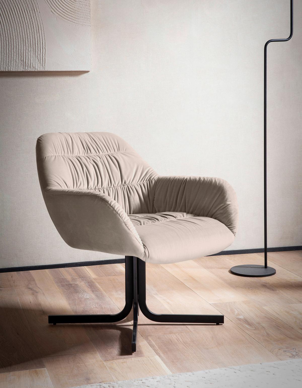 SESSEL WL6.952 - Beige/Schwarz, Design, Textil/Metall (64/74/68cm) - Livetastic