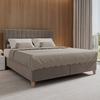 LIT BOXSPRING OLIVIA - gris/couleur chêne, MODERN, textile/bois (180/200cm) - Bessagi Home