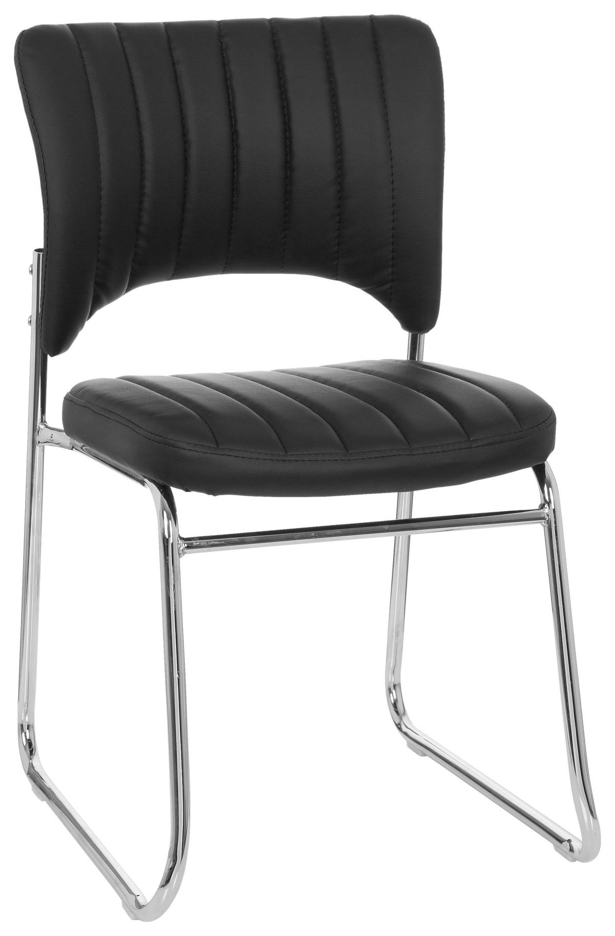 Besucherstuhl Caspi V Schwarz ca. 44x82x52cm - Chromfarben/Schwarz, MODERN, Textil/Metall (44/82/52cm) - MID.YOU