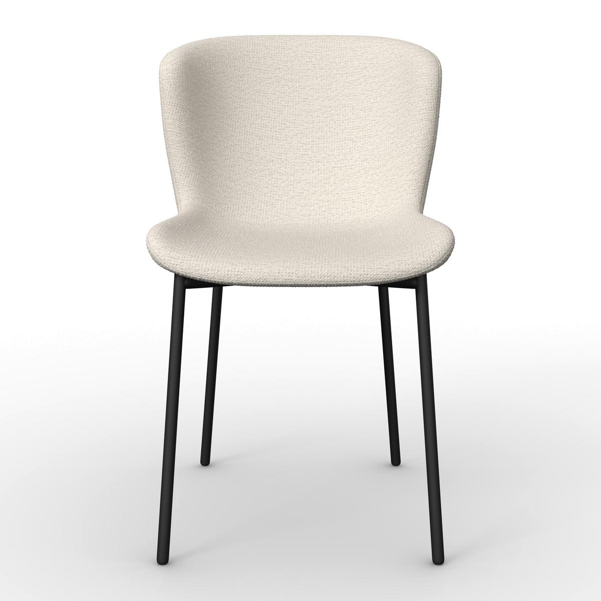 Stuhl Noemie Creme Chenille Gepolstert - Creme/Schwarz, MODERN, Holz/Textil (49/81/54cm) - Bessagi Home