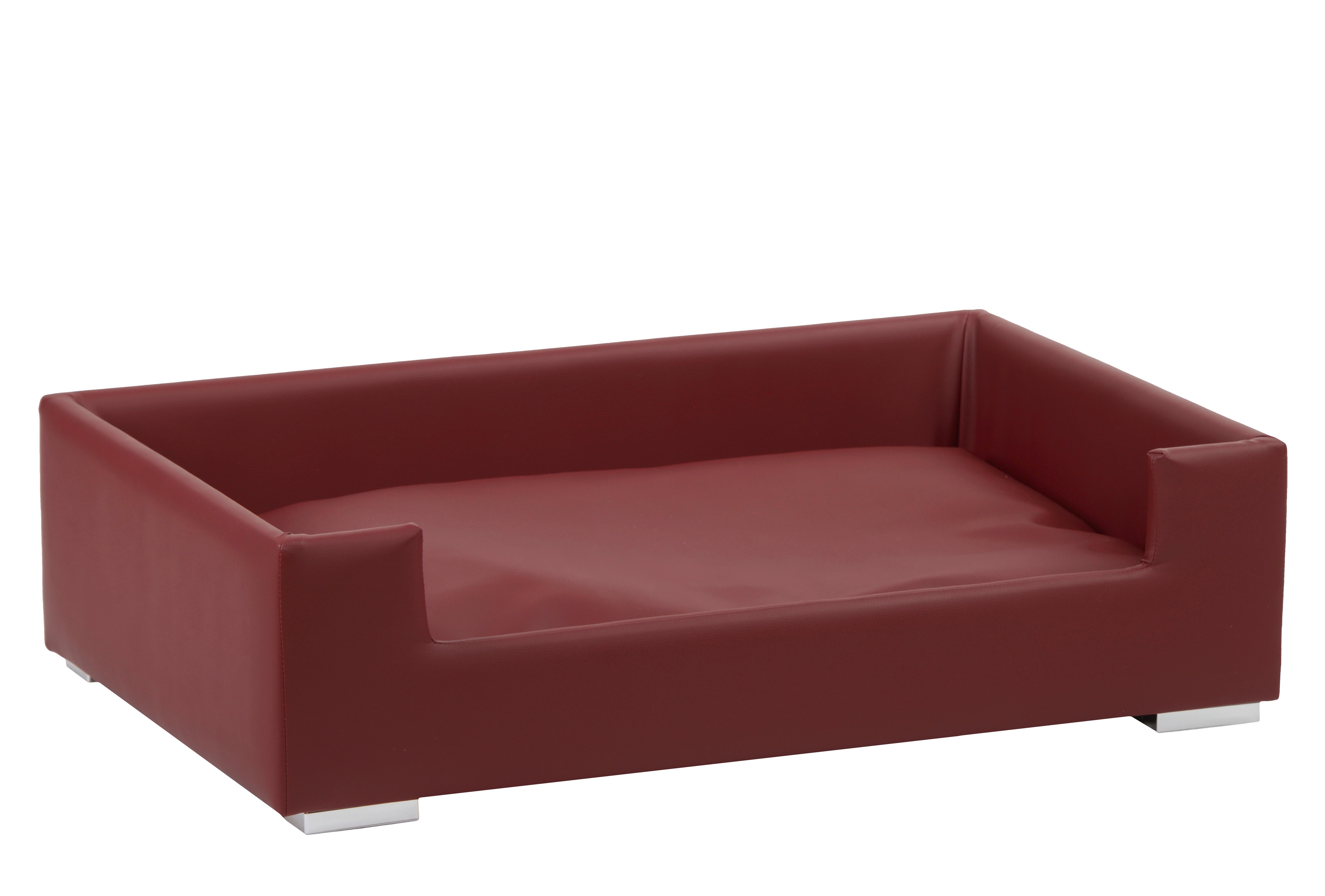 Hundesofa Candy, ca. 91x57x25cm - Chromfarben/Bordeaux, KONVENTIONELL, Holz/Textil (91/57/25cm)