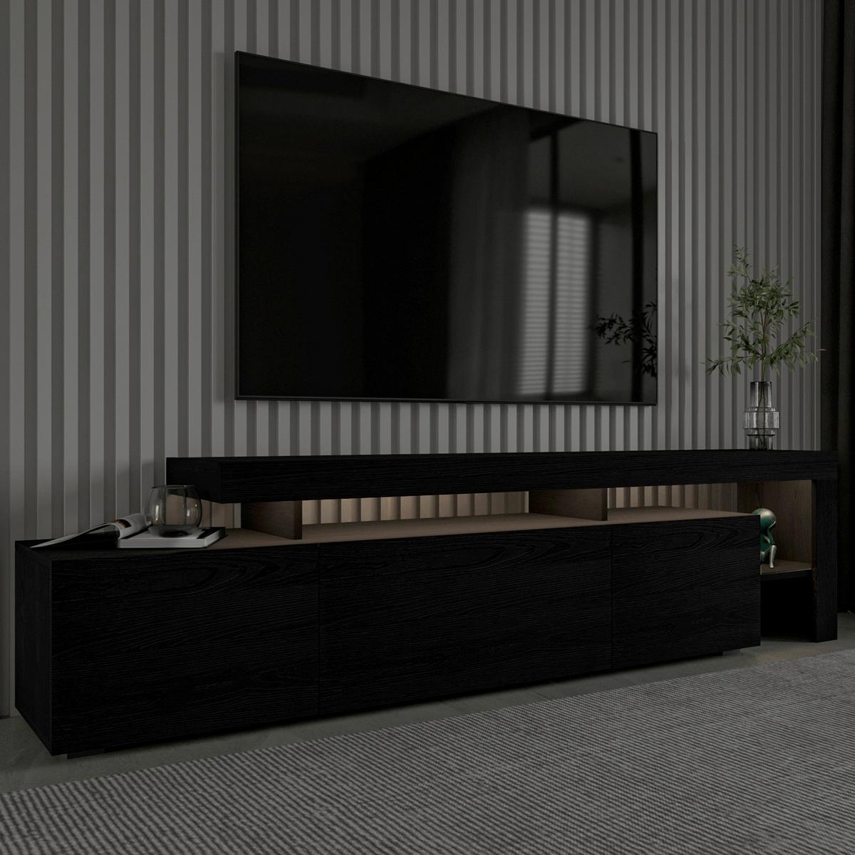 LOWBOARD BELIZ TV-SCHRANK - Schwarz, Design, Holzwerkstoff (192/53/37cm) - Livetastic