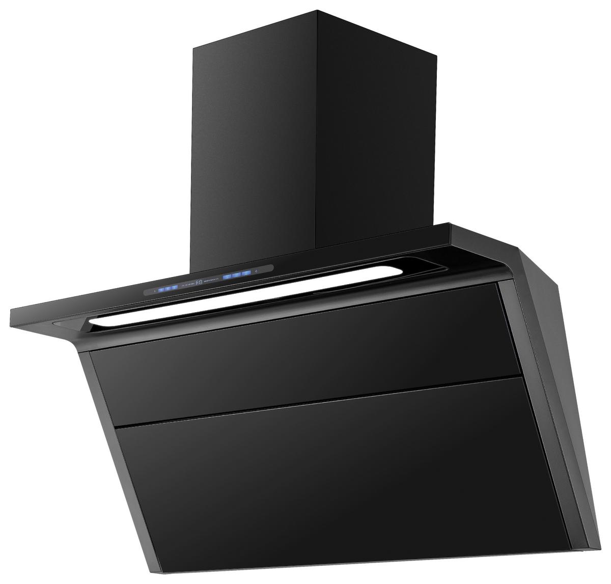 Dunstabzugshaube WS55-90 Schwarz - Schwarz, Basics, Glas/Metall (90/79,2-118,2/37cm) - PKM