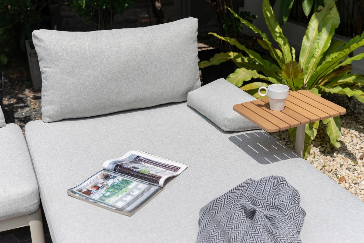 Loungegarnitur Lou Hellgrau/Hellbraun, 4-teilig - Hellbraun/Hellgrau, MODERN, Holz/Textil (61,7/61,7/35,1cm)