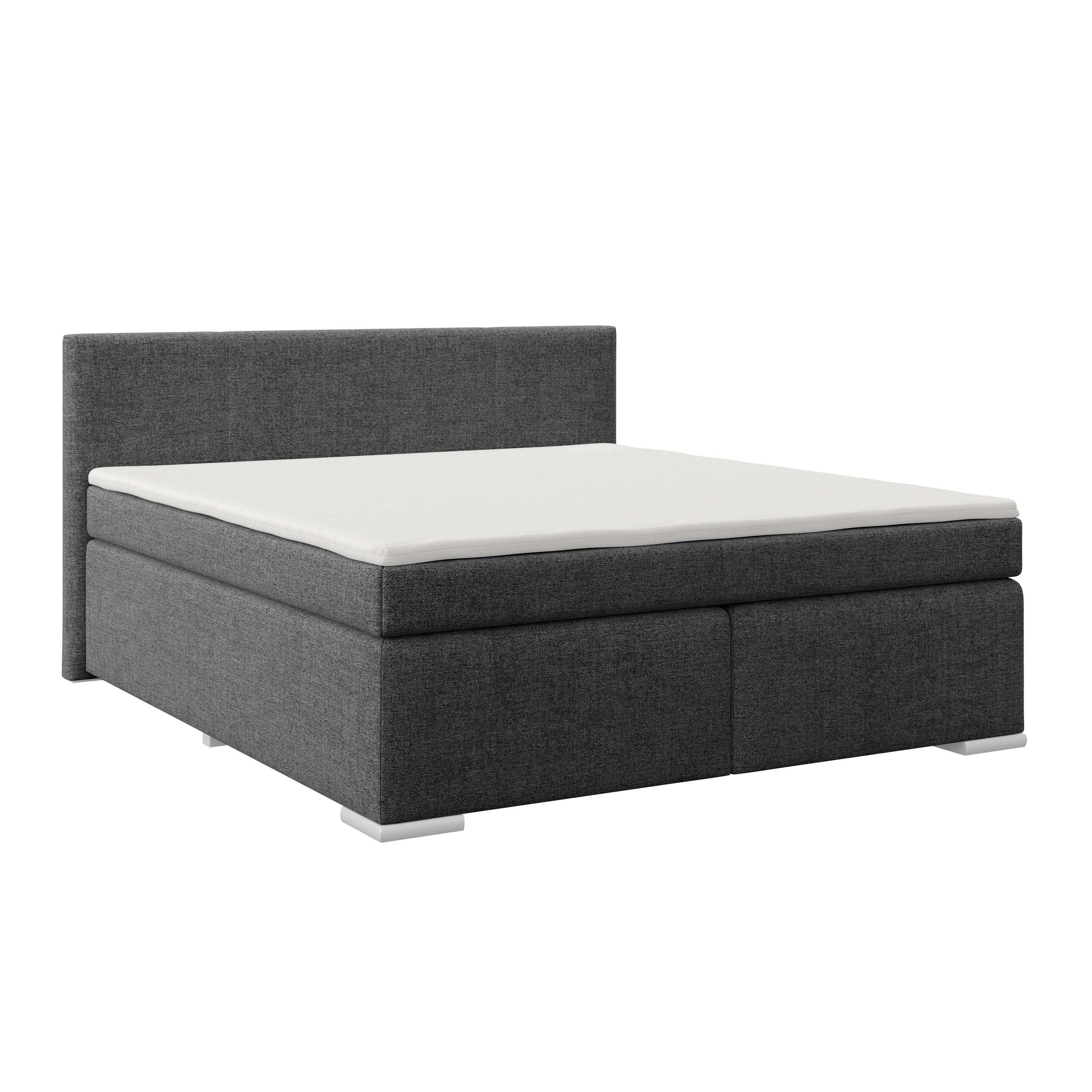 Boxspring Krevet Mira 1 - boje grafita/boje aluminija, Basics, tekstil/plastika (160/200cm)