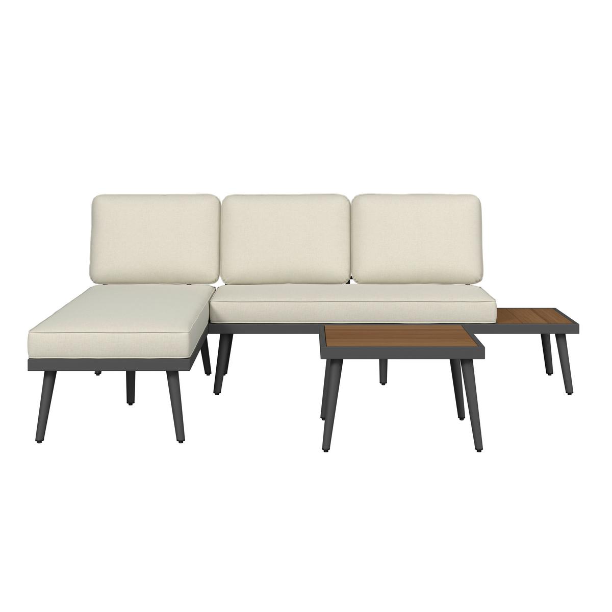 Kerti Garnitúra Sallie - világosszürke/natúr színű, Modern, fa/fém - Bessagi Garden