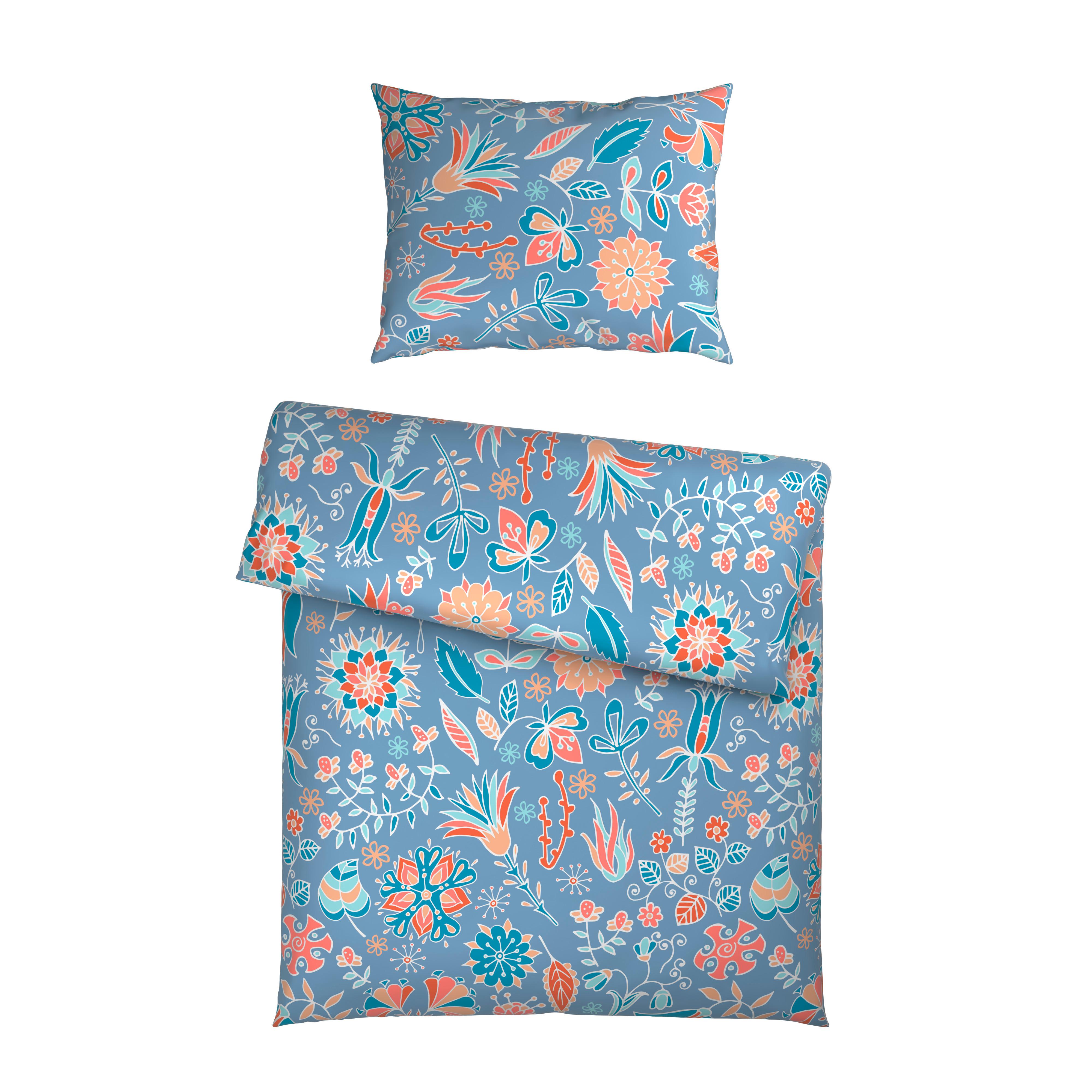 Posteljnina Mia, Modra, 60/80, 140/200 - pastelno modra, tekstil (140/200cm) - Mömax